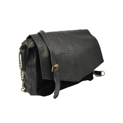 17095899 Black Croco PCSELVA Sac bandoulière cuir Black Croco Snake PIECES