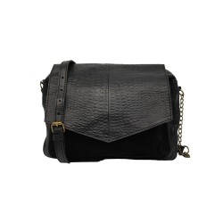 17095899 Black Croco PCSELVA Sac bandoulière cuir Black Croco Snake PIECES