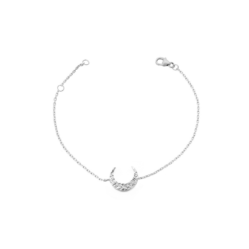 Bracelet Croissant de Lune Martélé Argent massif 925/000 - TheWan