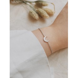 Bracelet Croissant de Lune Martélé Argent massif 925/000 - TheWan