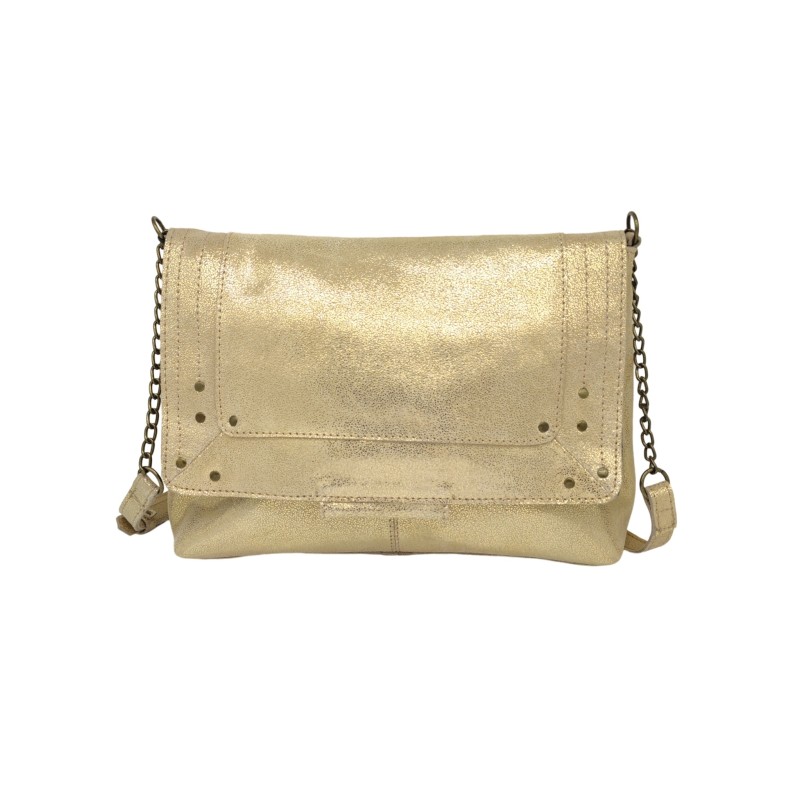 PIECES PCFELIZIA Large Sac bandoulière cuir Gold snow