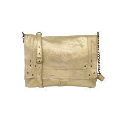 PIECES PCFELIZIA Large Sac bandoulière cuir Gold snow