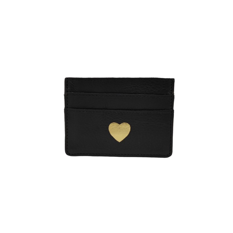 PCTALLI Porte-Carte Cuir Black Gold Heart PIECES